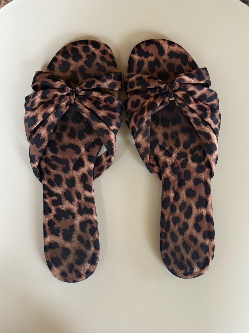Zara Leopard Knot Slide Sandals - Brown/Black